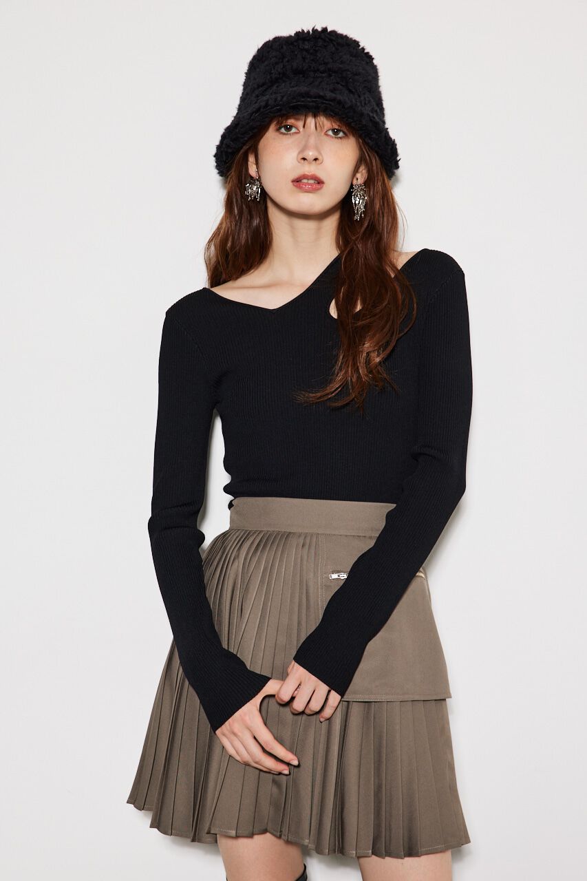 rienda「アシンメトリーV/N Knit TOP」|ニット・セーター|