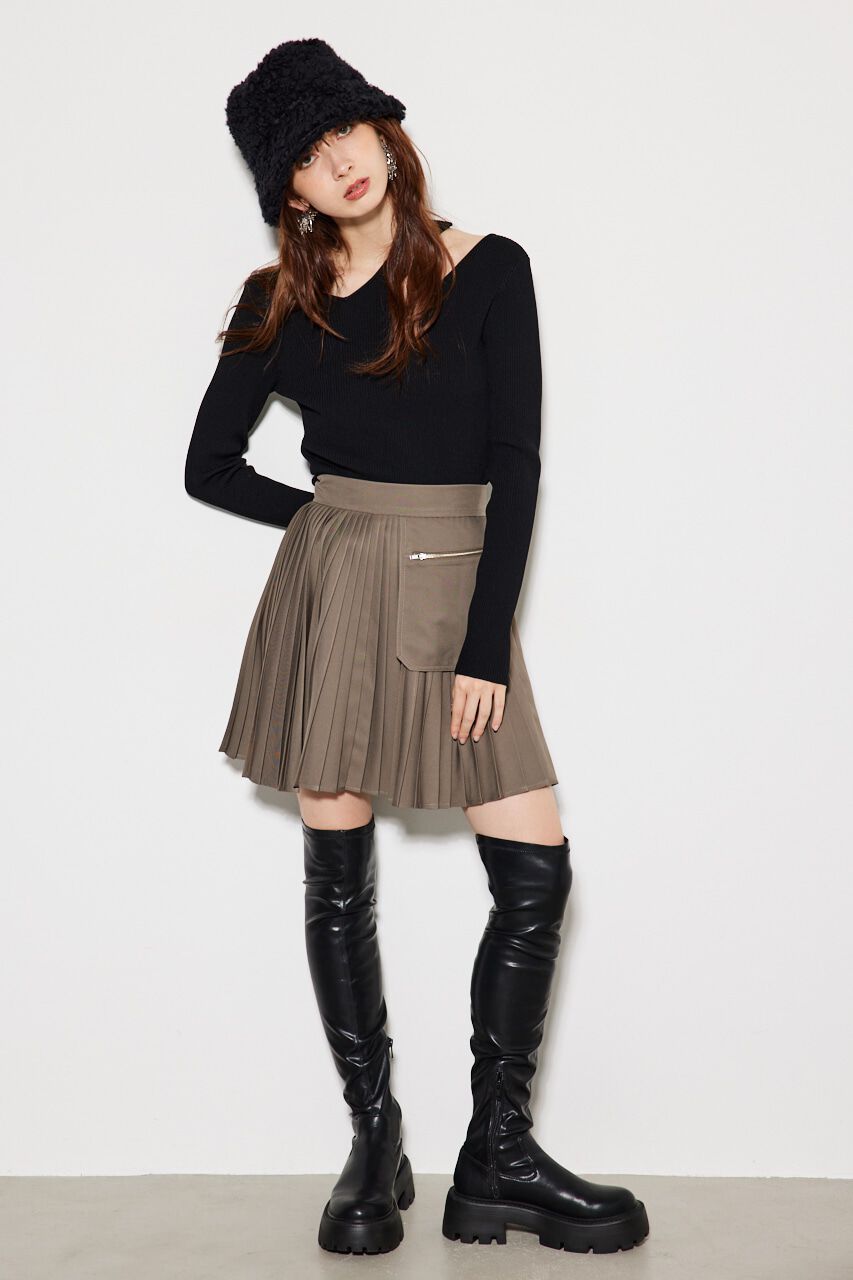 rienda「アシンメトリーV/N Knit TOP」|ニット・セーター|