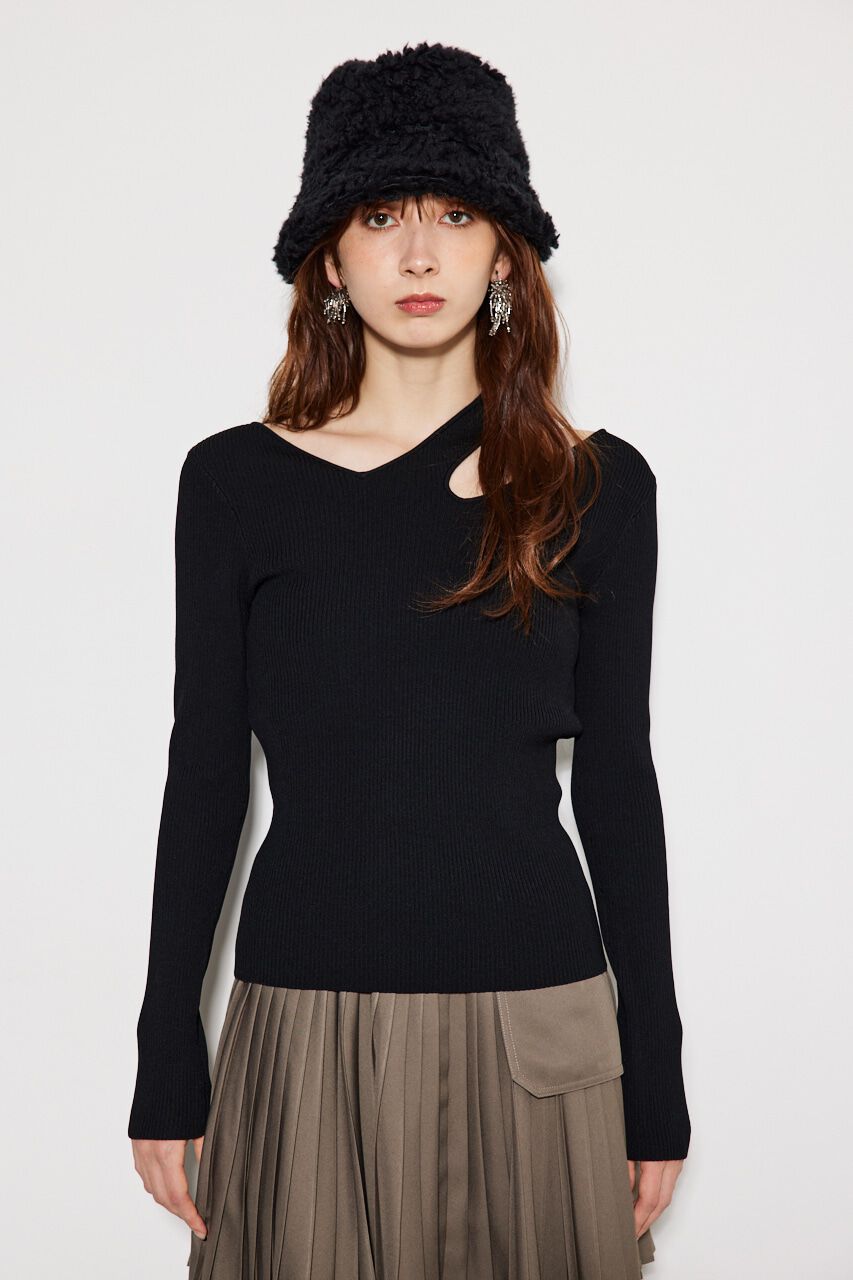 rienda「アシンメトリーV/N Knit TOP」|ニット・セーター|