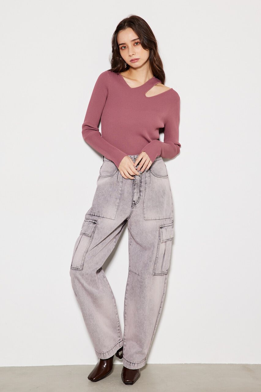 rienda「アシンメトリーV/N Knit TOP」|ニット・セーター|