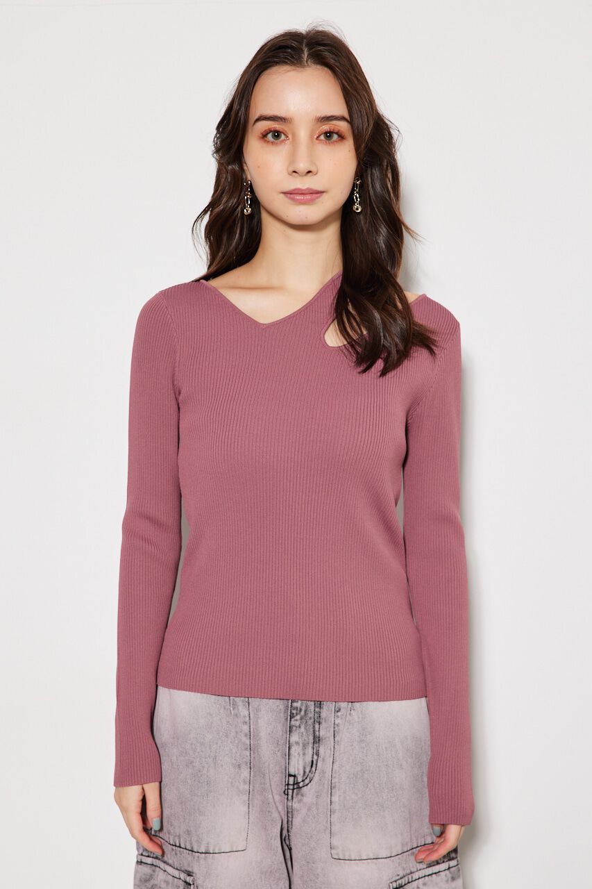 rienda「アシンメトリーV/N Knit TOP」|ニット・セーター|