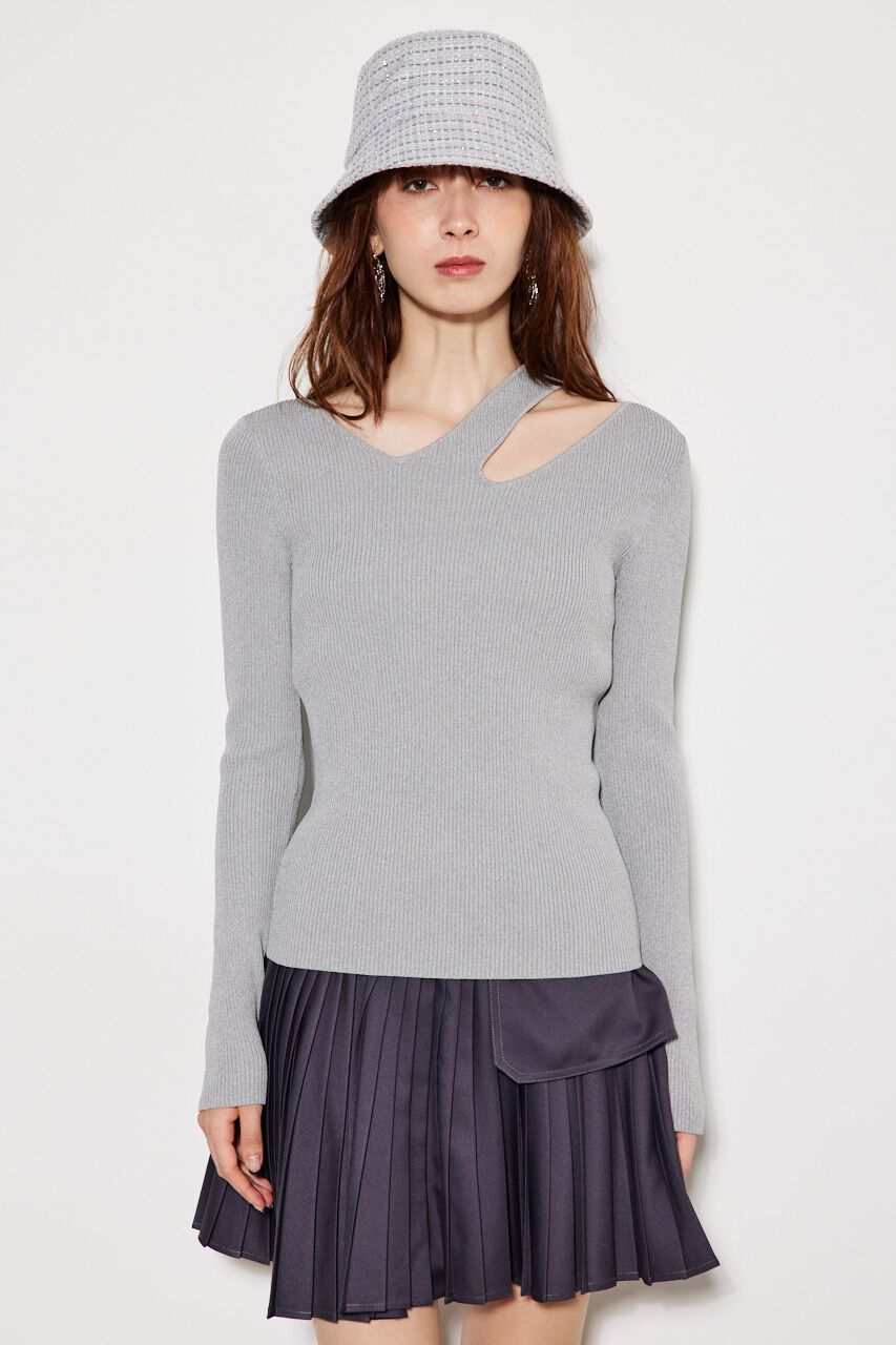 rienda「アシンメトリーV/N Knit TOP」|ニット・セーター|