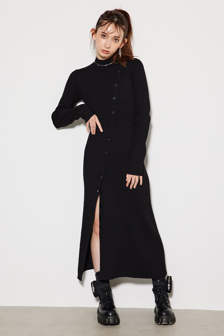 rienda「フロントボタンスリット Knit OP」|ワンピース|