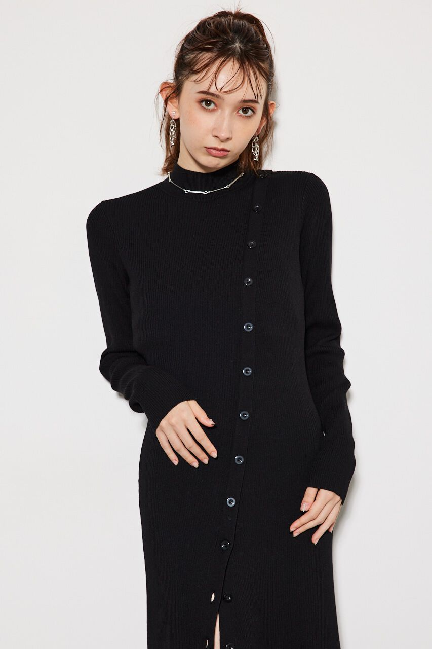 rienda「フロントボタンスリット Knit OP」|ワンピース|