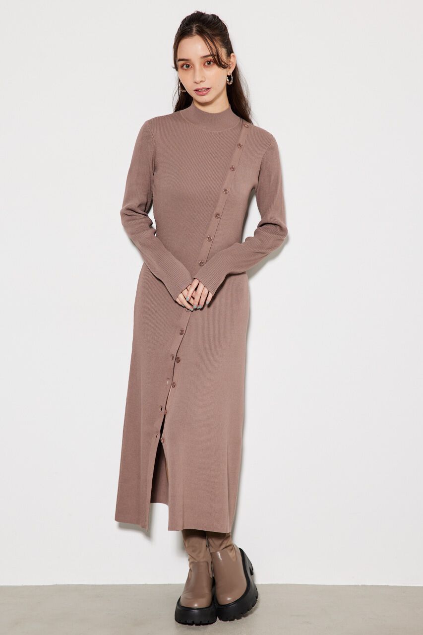 rienda「フロントボタンスリット Knit OP」|ワンピース|