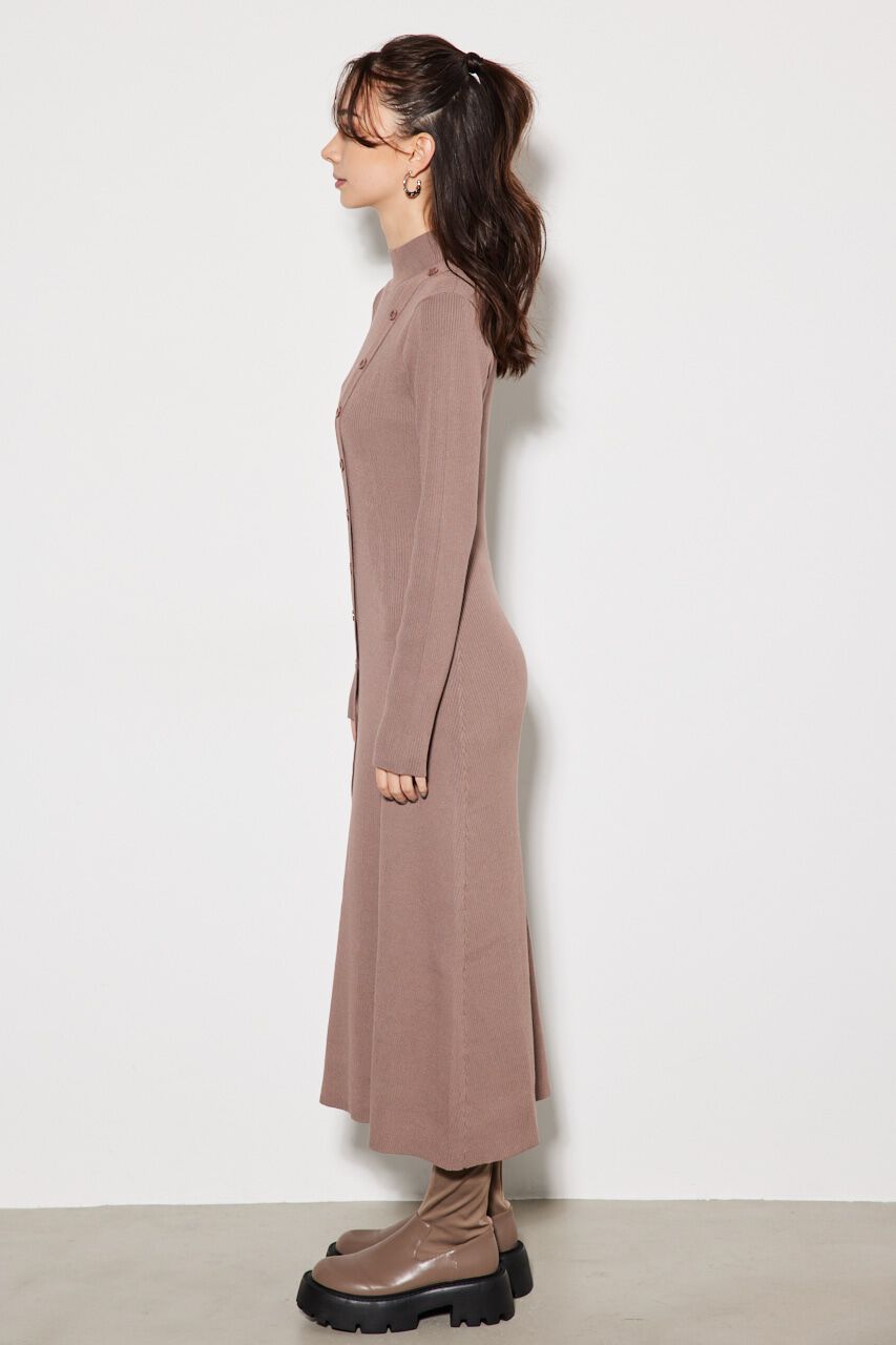 rienda「フロントボタンスリット Knit OP」|ワンピース|