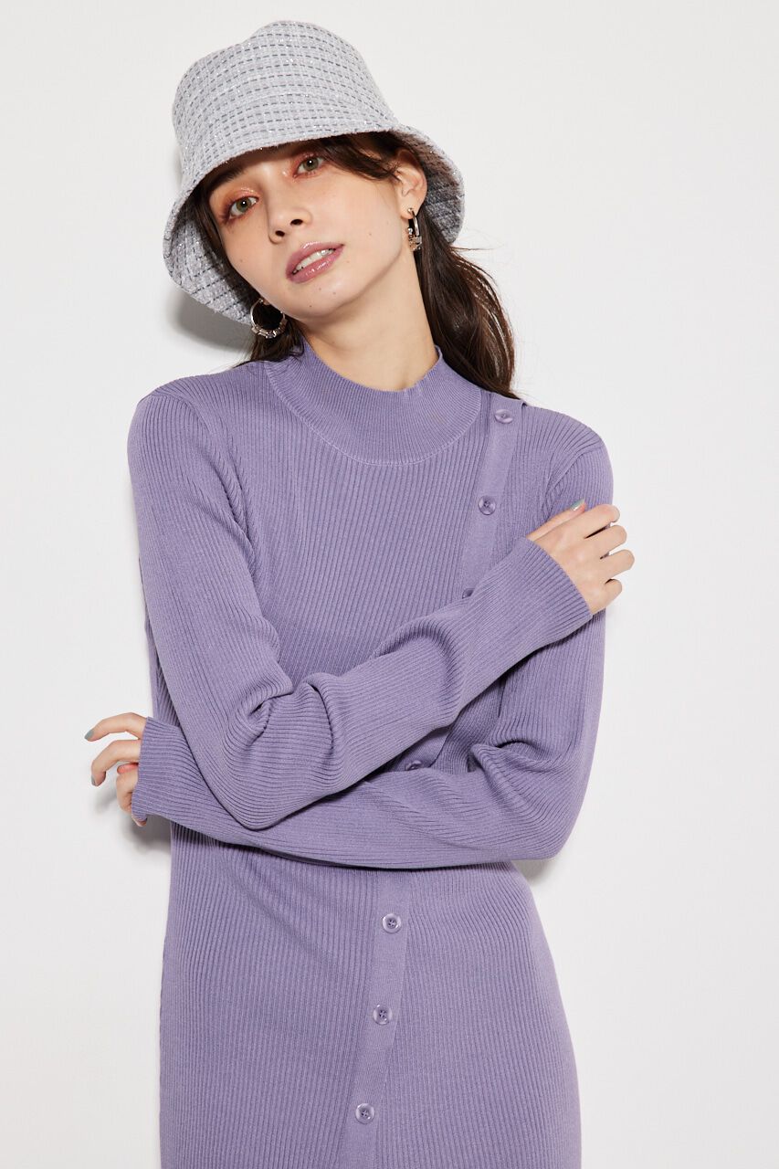 rienda「フロントボタンスリット Knit OP」|ワンピース|