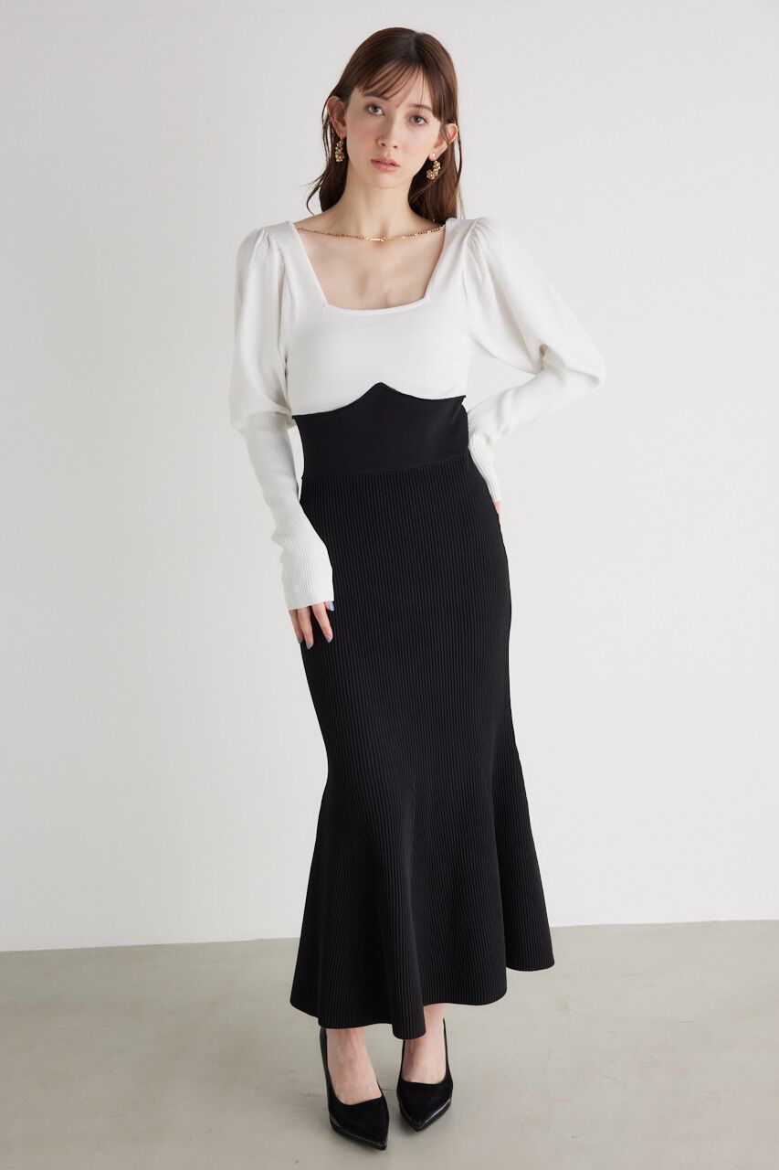 rienda「2WAYチェーンマーメイドKnit OP」|ワンピース|BLK