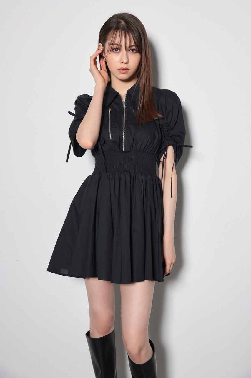 rienda「MA-1ディティールフレアミニワンピース」|ワンピース|BLK