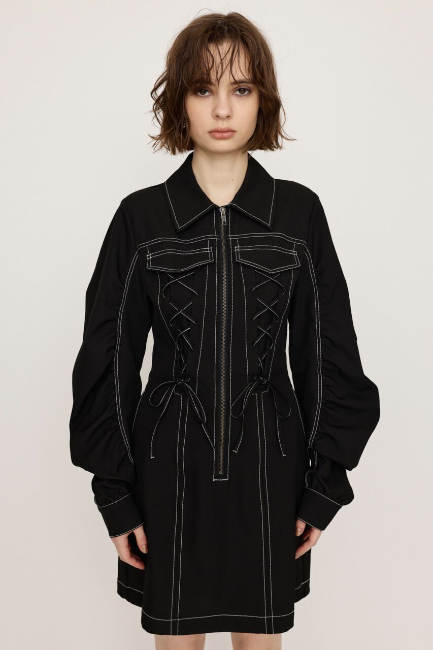 SLY「LACE UP GATHER ショートワンピース」|ワンピース|