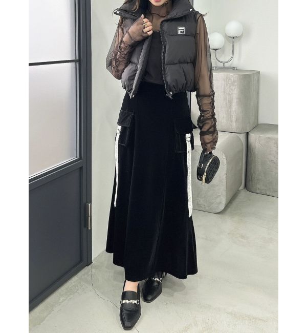 dazzlin「【FILA&times;dazzlin】別珍ポケットフレアスカート」|スカート|