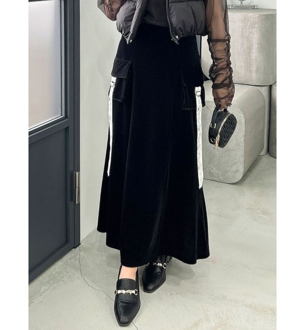 dazzlin「【FILA&times;dazzlin】別珍ポケットフレアスカート」|スカート|ブラック