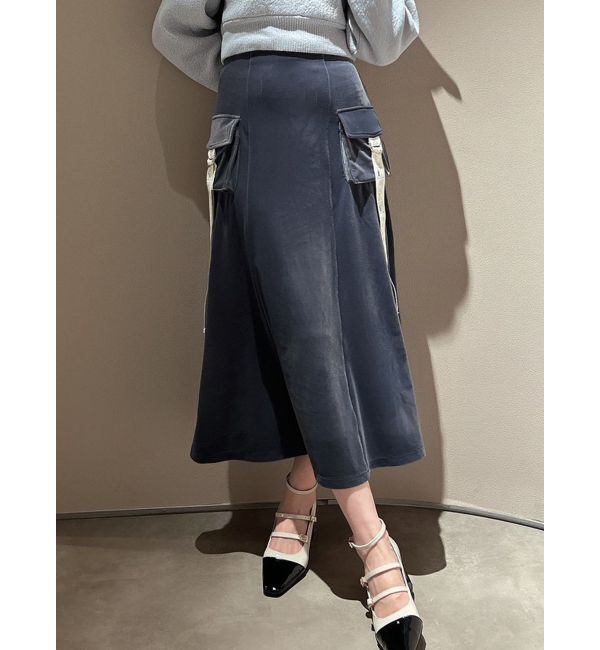 dazzlin「【FILA&times;dazzlin】別珍ポケットフレアスカート」|スカート|ブルー