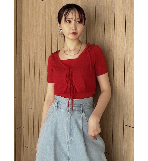 dazzlin「フロントリボンクロシェニットSET」|ニット・セーター|