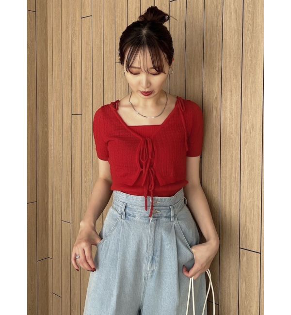 dazzlin「フロントリボンクロシェニットSET」|ニット・セーター|