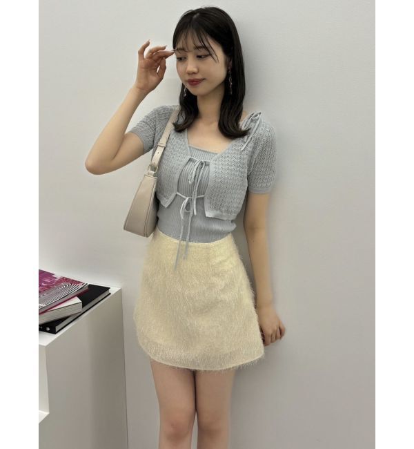 dazzlin「フロントリボンクロシェニットSET」|ニット・セーター|