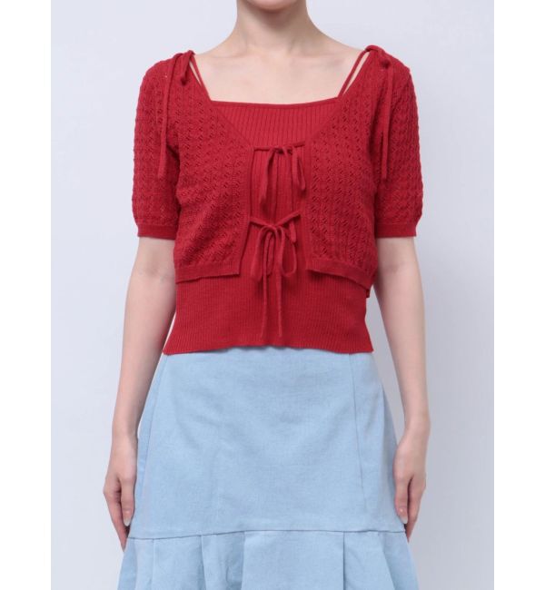 dazzlin「フロントリボンクロシェニットSET」|ニット・セーター|