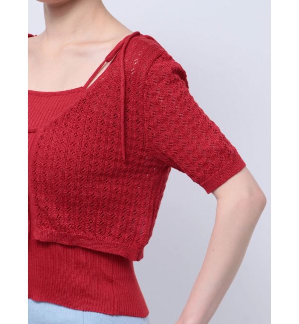 dazzlin「フロントリボンクロシェニットSET」|ニット・セーター|