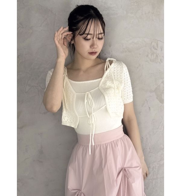 dazzlin「フロントリボンクロシェニットSET」|ニット・セーター|