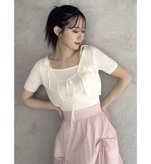 dazzlin「フロントリボンクロシェニットSET」|ニット・セーター|