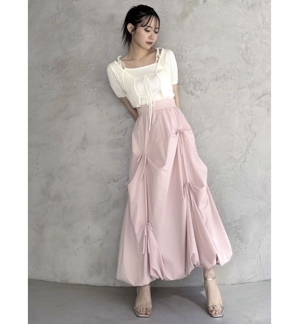 dazzlin「フロントリボンクロシェニットSET」|ニット・セーター|