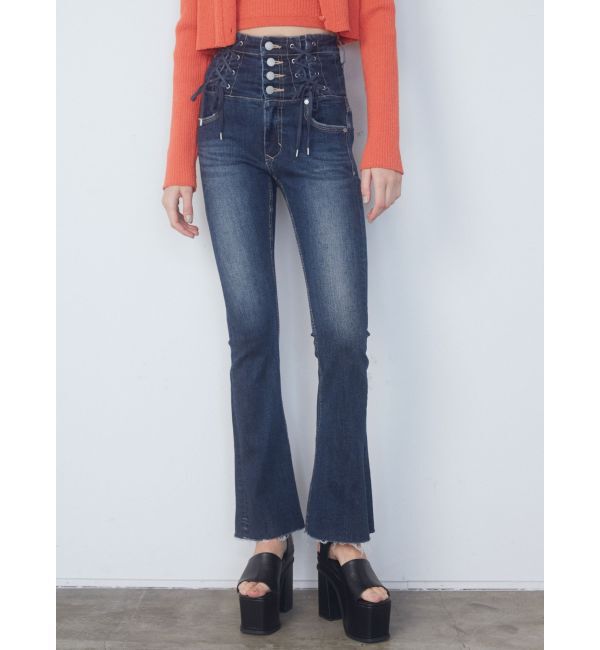 EMODA「Wレースアップハイウエストフレアパギンス」|デニム|