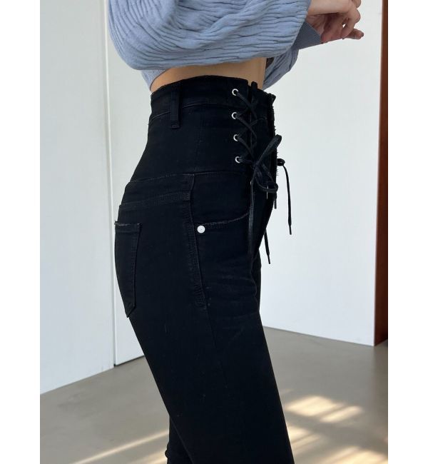 EMODA「Wレースアップハイウエストフレアパギンス」|デニム|