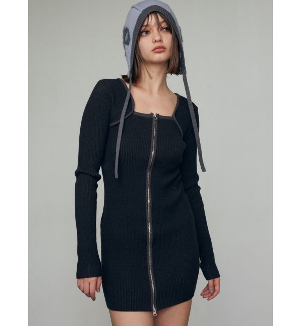 EMODA「プレーティングリブジップワンピース」|ワンピース|