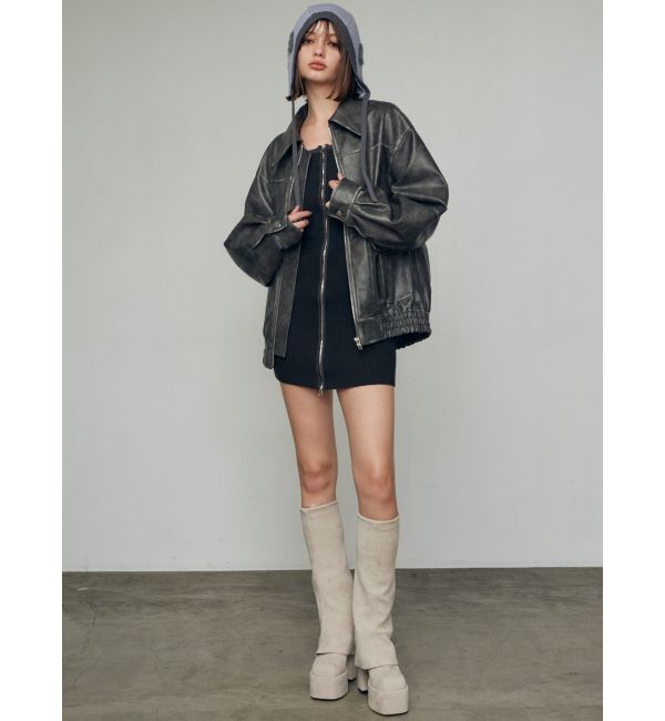 EMODA「プレーティングリブジップワンピース」|ワンピース|