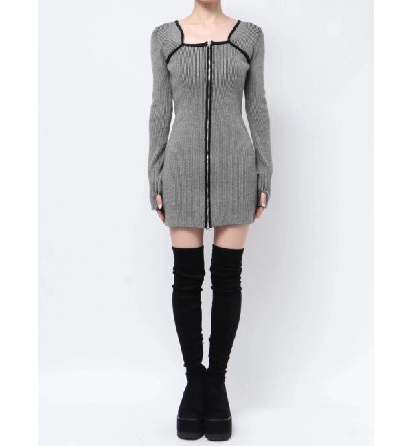 EMODA「プレーティングリブジップワンピース」|ワンピース|