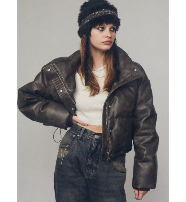 EMODA「フェイクレザーショートダウン」|ダウンベスト・ベスト|