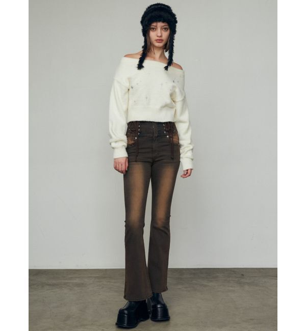 EMODA「レースハンドハイウエストパギンス」|デニム|