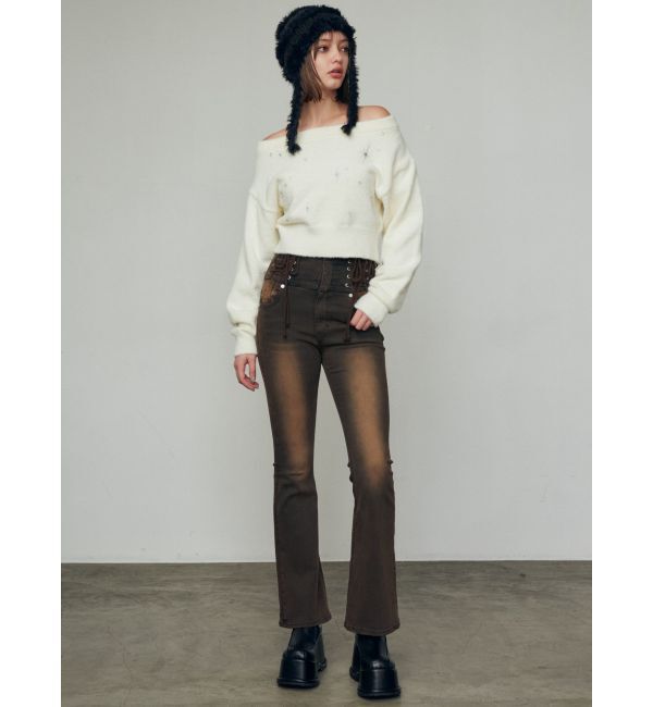 EMODA「レースハンドハイウエストパギンス」|デニム|