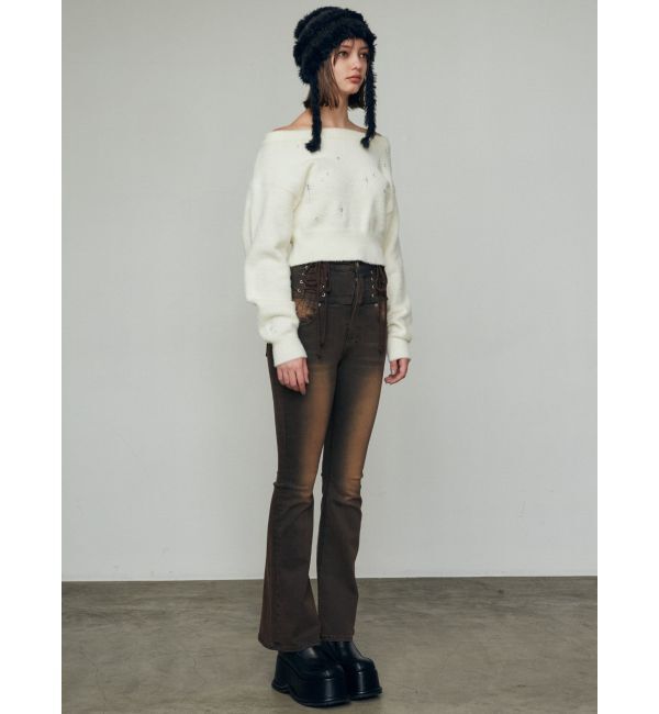 EMODA「レースハンドハイウエストパギンス」|デニム|