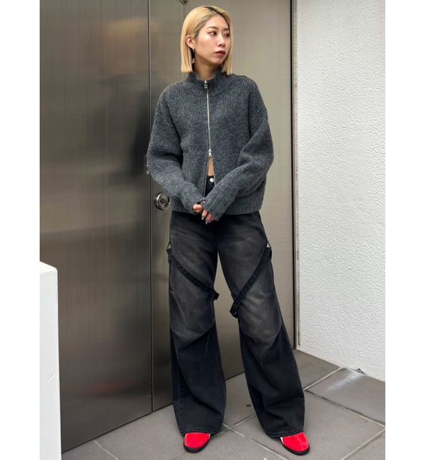 EMODA「【WEB限定】ルーズハイネックリブニット」|カーディガン|