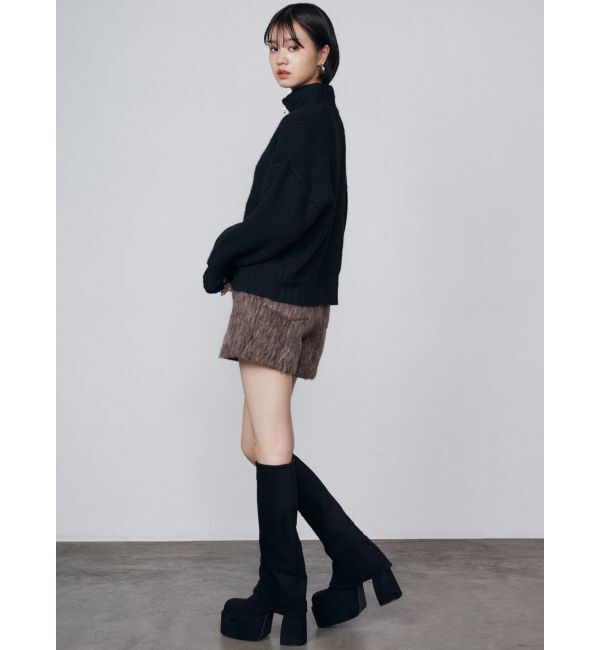 EMODA「【WEB限定】ルーズハイネックリブニット」|カーディガン|