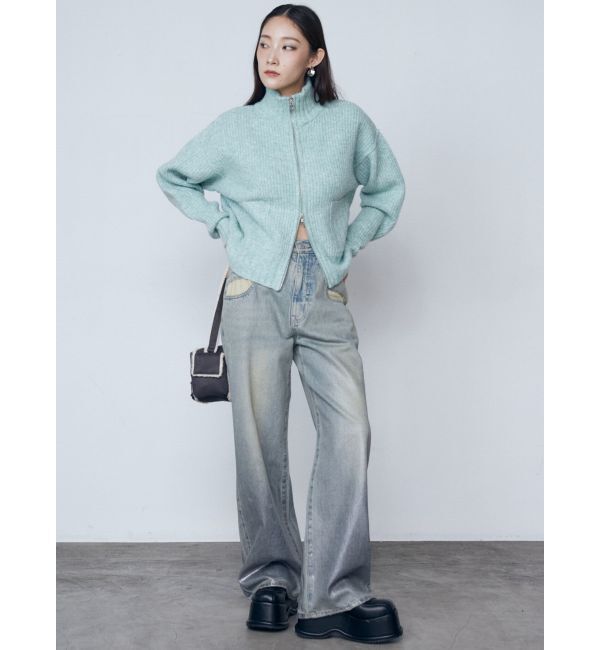 EMODA「【WEB限定】ルーズハイネックリブニット」|カーディガン|