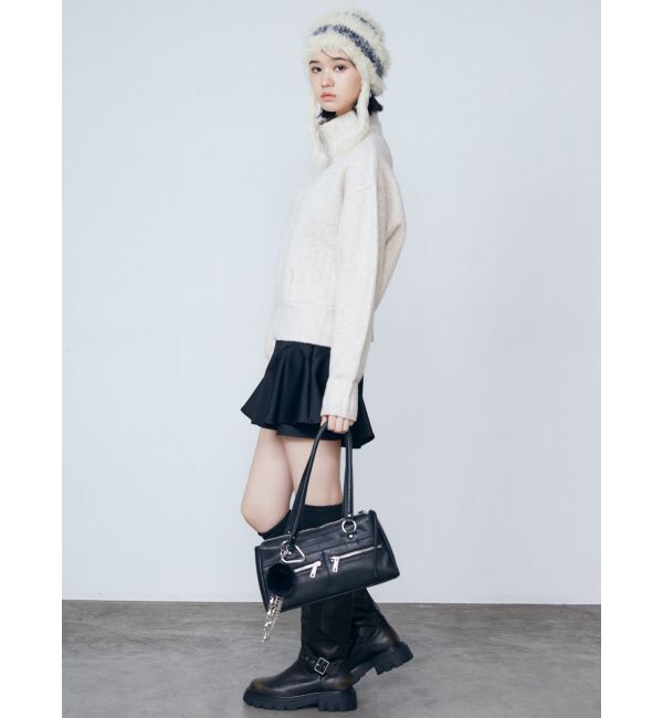 EMODA「【WEB限定】ルーズハイネックリブニット」|カーディガン|