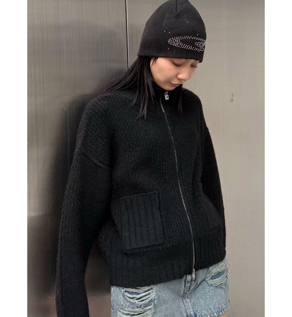 EMODA「【WEB限定】ルーズハイネックリブニット」|カーディガン|ブラック