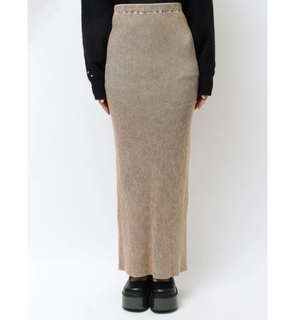 EMODA「ウォッシュリブマキシスカート」|スカート|ベージュ
