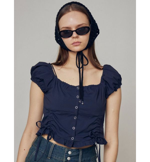 EMODA「ショートスリーブリボントップ」|Tシャツ・カットソー|ネイビー