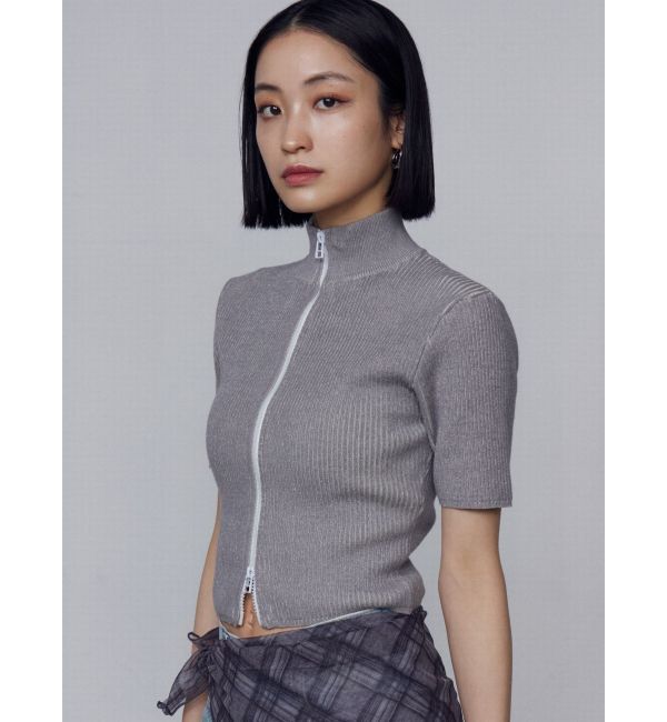 EMODA「プレーティングハーフリブジップニット」|ニット・セーター|