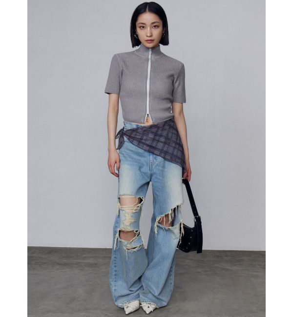 EMODA「プレーティングハーフリブジップニット」|ニット・セーター|