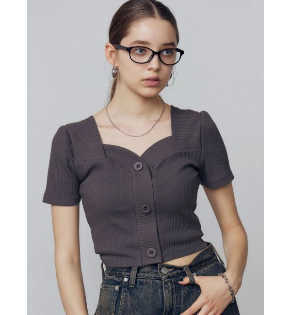 EMODA「フロントボタンショートリブトップ」|Tシャツ・カットソー|