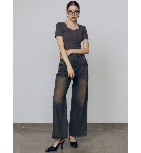 EMODA「フロントボタンショートリブトップ」|Tシャツ・カットソー|