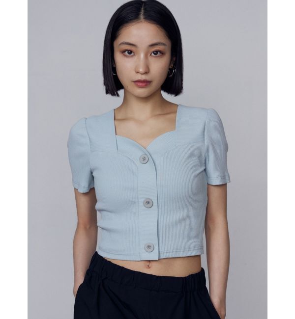 EMODA「フロントボタンショートリブトップ」|Tシャツ・カットソー|