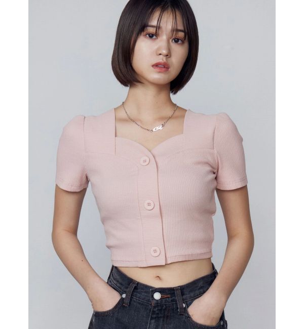 EMODA「フロントボタンショートリブトップ」|Tシャツ・カットソー|