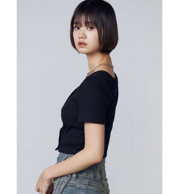 EMODA「フロントボタンショートリブトップ」|Tシャツ・カットソー|