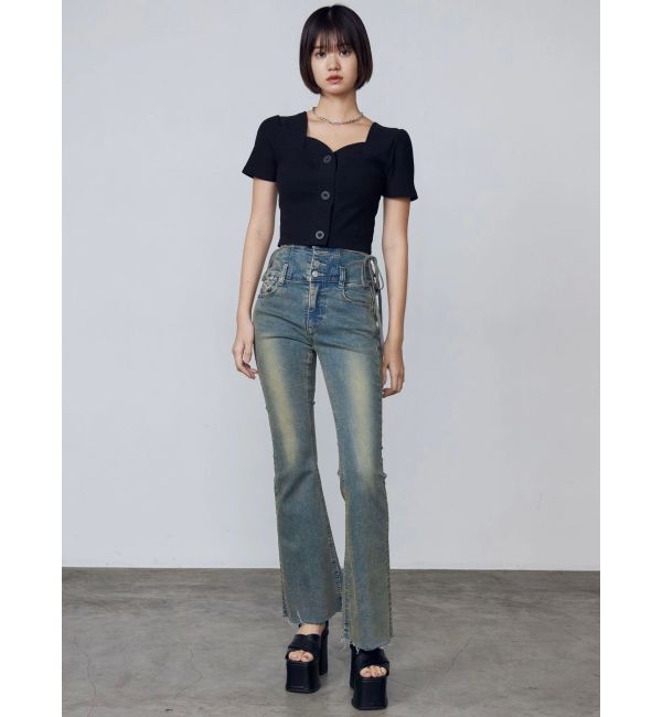 EMODA「フロントボタンショートリブトップ」|Tシャツ・カットソー|