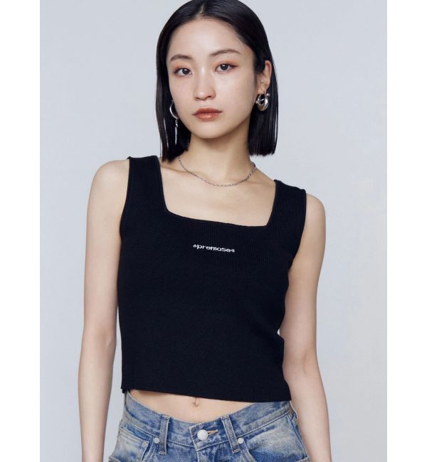 EMODA「ストーンロゴニットタンクトップ」|Tシャツ・カットソー|ブラック